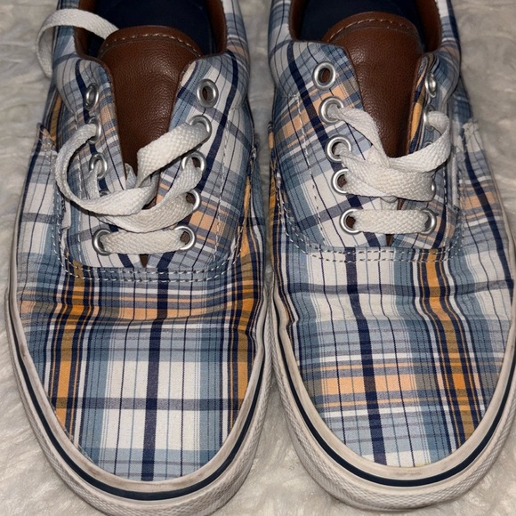 Vans Unisex Plaid & Leather Canvas Sneaker, Size US Men 6.5, US Women 8 - Picture 2 of 16